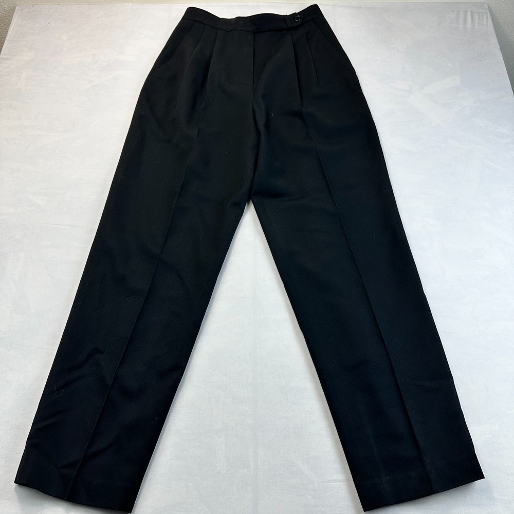 Hawksley & Wight Pants Womens 8 Black Worsted Wool Pleated Straight Leg Classic